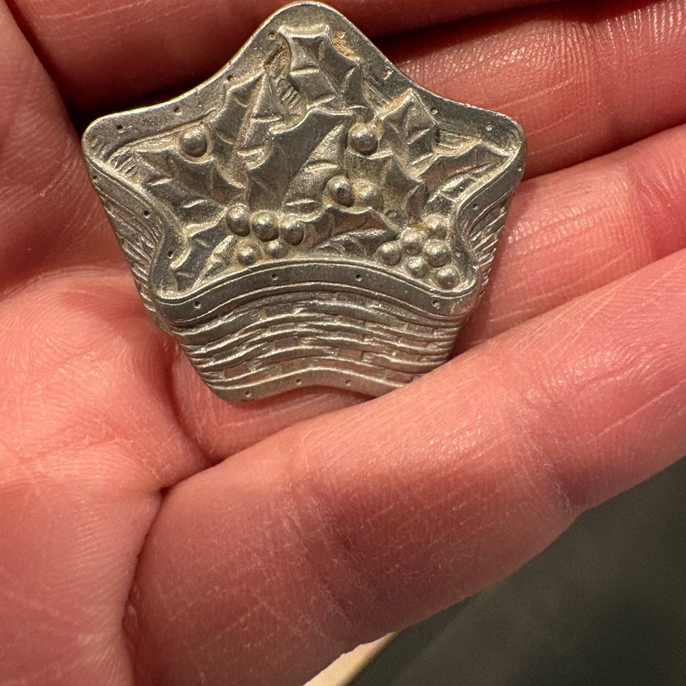 Vintage Pewter Basket brooch